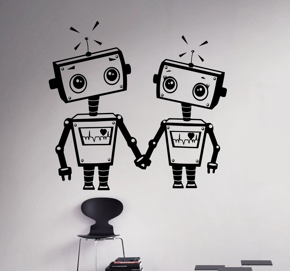 Amazon.com: Robots Friends Wall Vinyl Decal Droid Love Wall Sticker ...