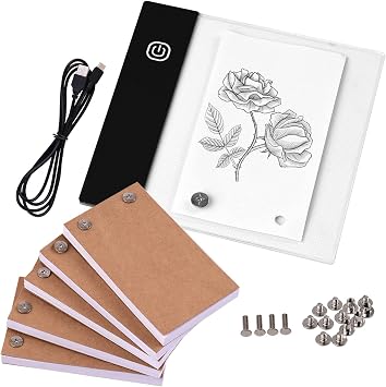 Flip Book Kit with Mini Light Pad LED Lightbox Tablet Design with Hole 300 Sheets Flipbook Paper Bg Screws for Ding Tracing Animation Sketching Cartoon Creation
