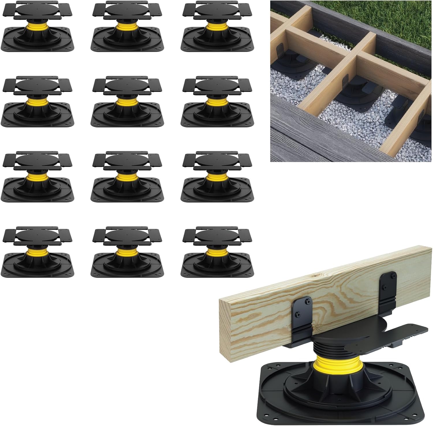 Bison Level.Up System Adjustable Deck Pedestal Joist Support Kit, 12-Pedestal Kit (7079806002)