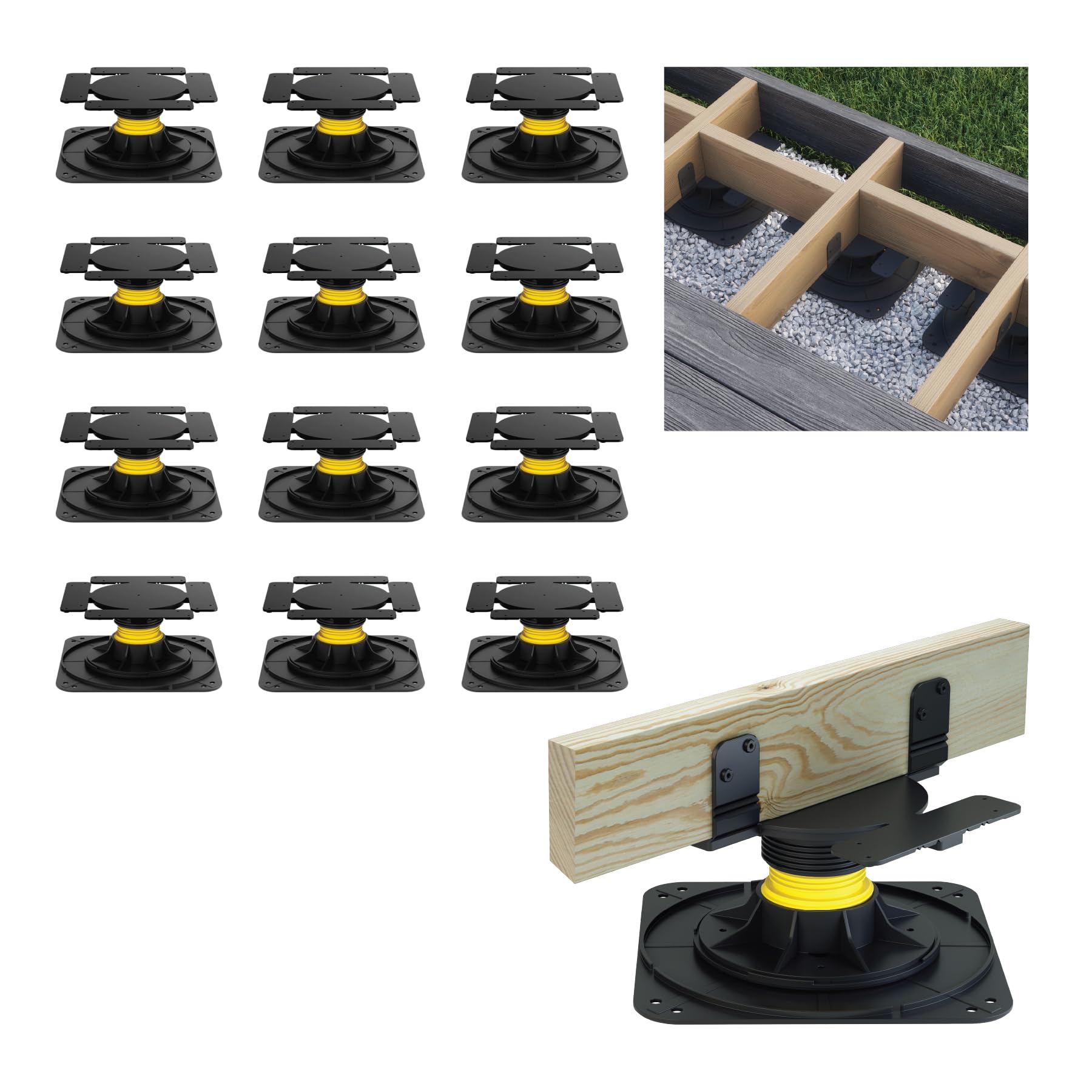 Photo 1 of Bison Level.Up System Adjustable Deck Pedestal Joist Support Kit, 12-Pedestal Kit (7079806002)