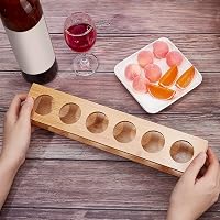 Set de 6 pahare de țuică din bambus nbeads cu suport de 3,9 cm, tavă de bar, organizator pentru shot-uri, pentru petreceri 3