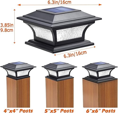 Miniatura 4 de SIEDiNLAR Luces solares para postes de vidrio para exteriores, luz LED de cubierta de valla, 2 modos para postes de vinilo de madera de 4 x 4, 5 x