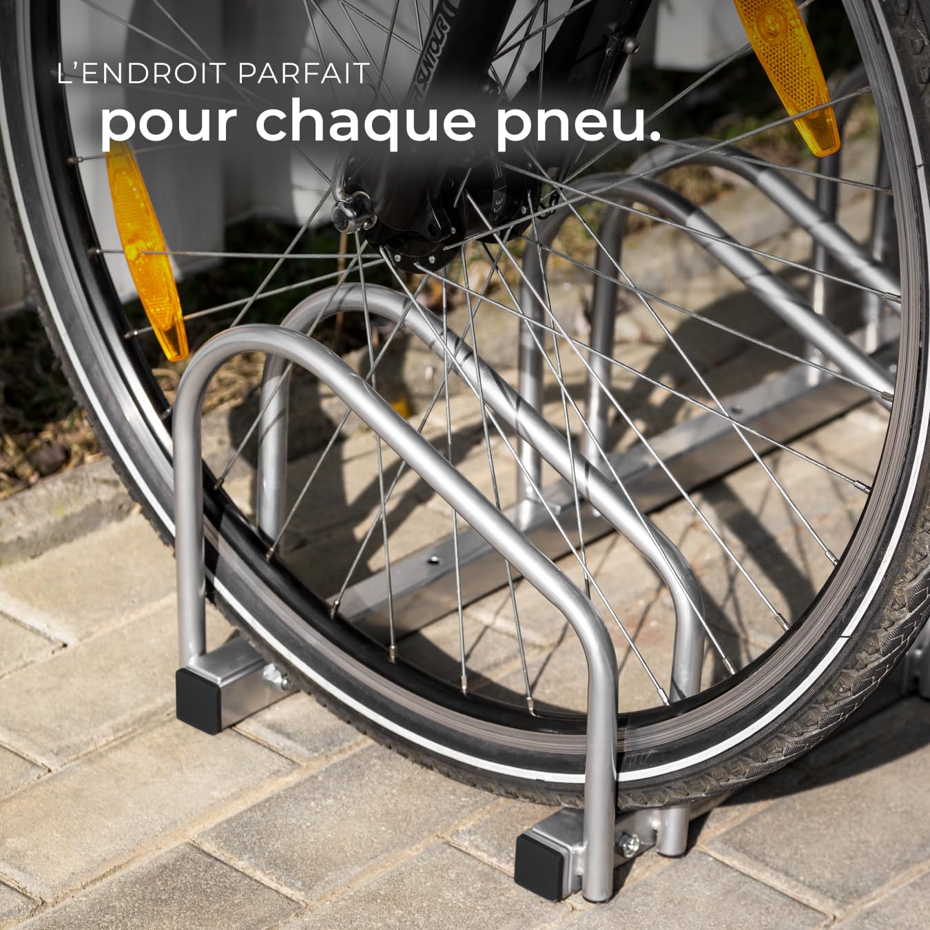 tectake® Support Vélo, Râtelier en Acier laqué pour 6 vélos, 161 x 28,5 x 26 cm, Rack pour des largeurs de pneus de 35 à 60 mm, Vélos électriques VTT Support Velo Sol et Mural Range Velo