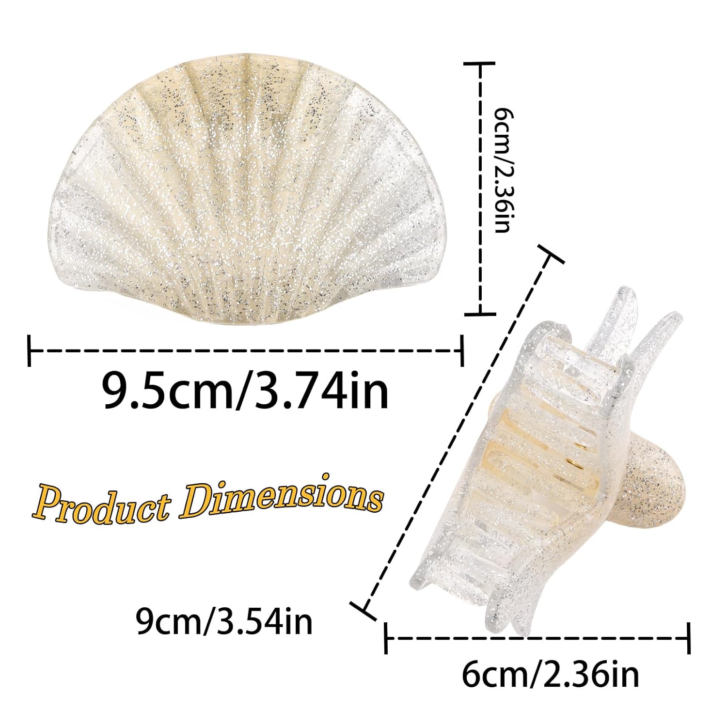 2PCS Star Hair Clips Seashell Hair Claw Clips Cute Pearl Gold Claw Clips Star Ponytail Holder Beach Seashell Hair Accessories Mermaid Costume Accessories Women Halloween Christmas Gifts - Image 2