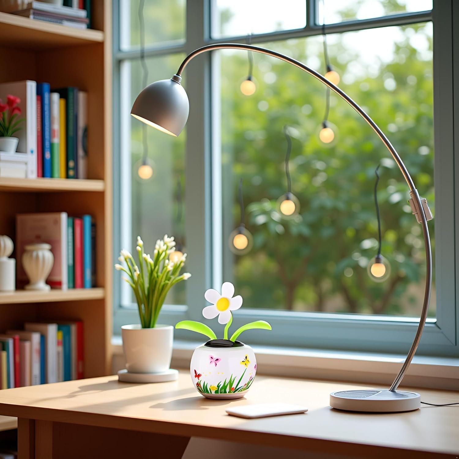 2Pcs White Solar Powered Dancing White Flower in Colorful Shape Flip Flap,Animated Bobblehead Dancer Office Desk Car Decoration for Car,Window Sun Catcher Car Dashboard Decor Solar Power Kits