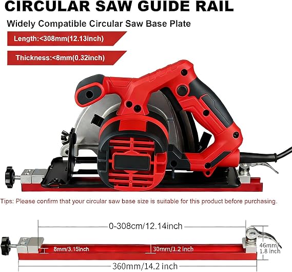 Professional Circular Saw Guide Rail Track -Aluminium Electric Circular Saw Milling Positioning Clamp|Adjustable Cutting Machine Base Guide for Precision Woodworking Cuts