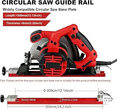 Professional Circular Saw Guide Rail Track -Aluminium Electric Circular Saw Milling Positioning Clamp|Adjustable Cutting Machine Base Guide for Precision Woodworking Cuts
