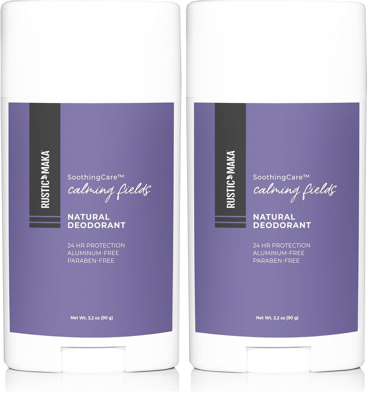 Rustic MAKA Natural Deodorant | Calming Fields | Aluminum-Free & Paraben-Free | Baking Soda-Free & Cruelty-Free | Odor-Neutralizing with Lavender + Mint | For Women & Men (Pack of 2)