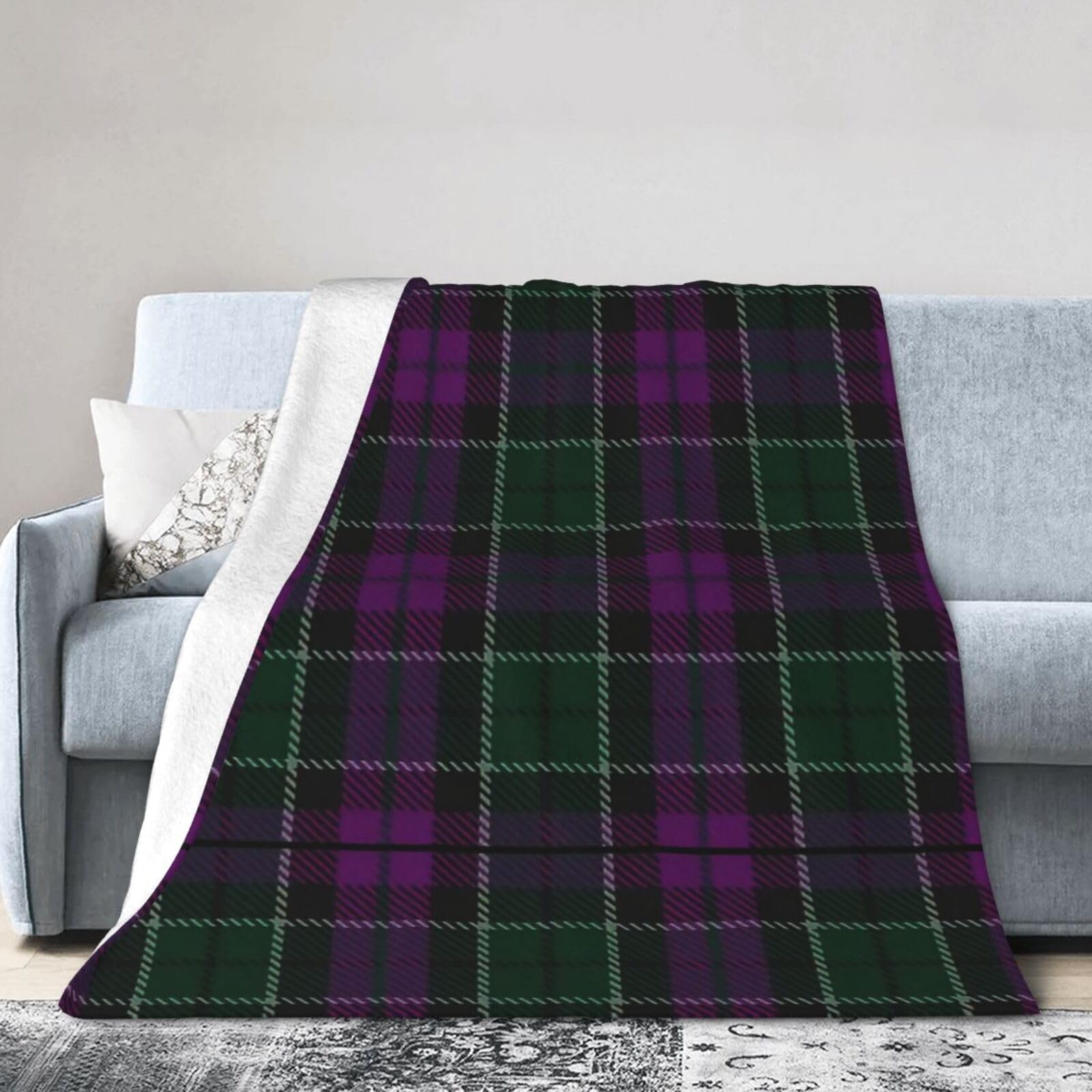 ERTDFXCV Lennie Clan Surname Last Name Scottish Tartan Blanket 80"x60"