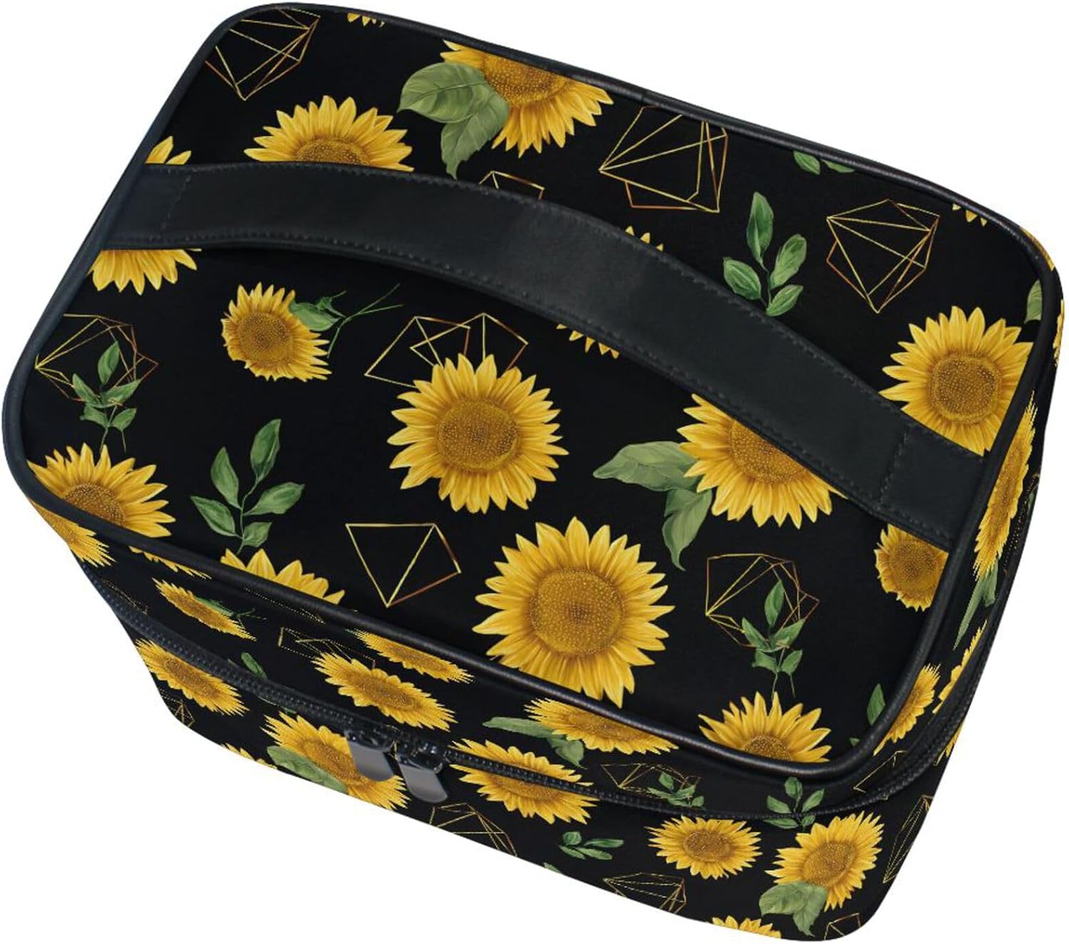 MNSRUU Sunflowers Makeup Bag, Flower Makeup Organizer Bags Toiletry Bag Box Travel Cosmetic Bag Make Up Train Case for Women Teen Girl Ladies