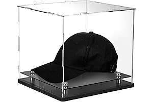 Barydat Clear Hat Display Case- Acrylic Hat Box with Stainless Steel Risers