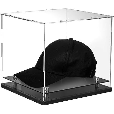 Barydat Clear Hat Display Case- Acrylic Hat Box with Stainless Steel Risers