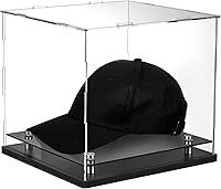 Vista 1 de Barydat Vitrina transparente para casco, acrílico de cristal, caja de exhibición con elevadores de acero inoxidable, soporte de béisbol, soporte