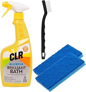 CLR Brilliant Bath Bathroom Cleaner Kit - 26oz. CLR Brilliant Bath Kitchen & Bathroom Cleaning Kit with Two Scrubber Sponges and Detail Grout Brush - Calcium Lime Rust Remover