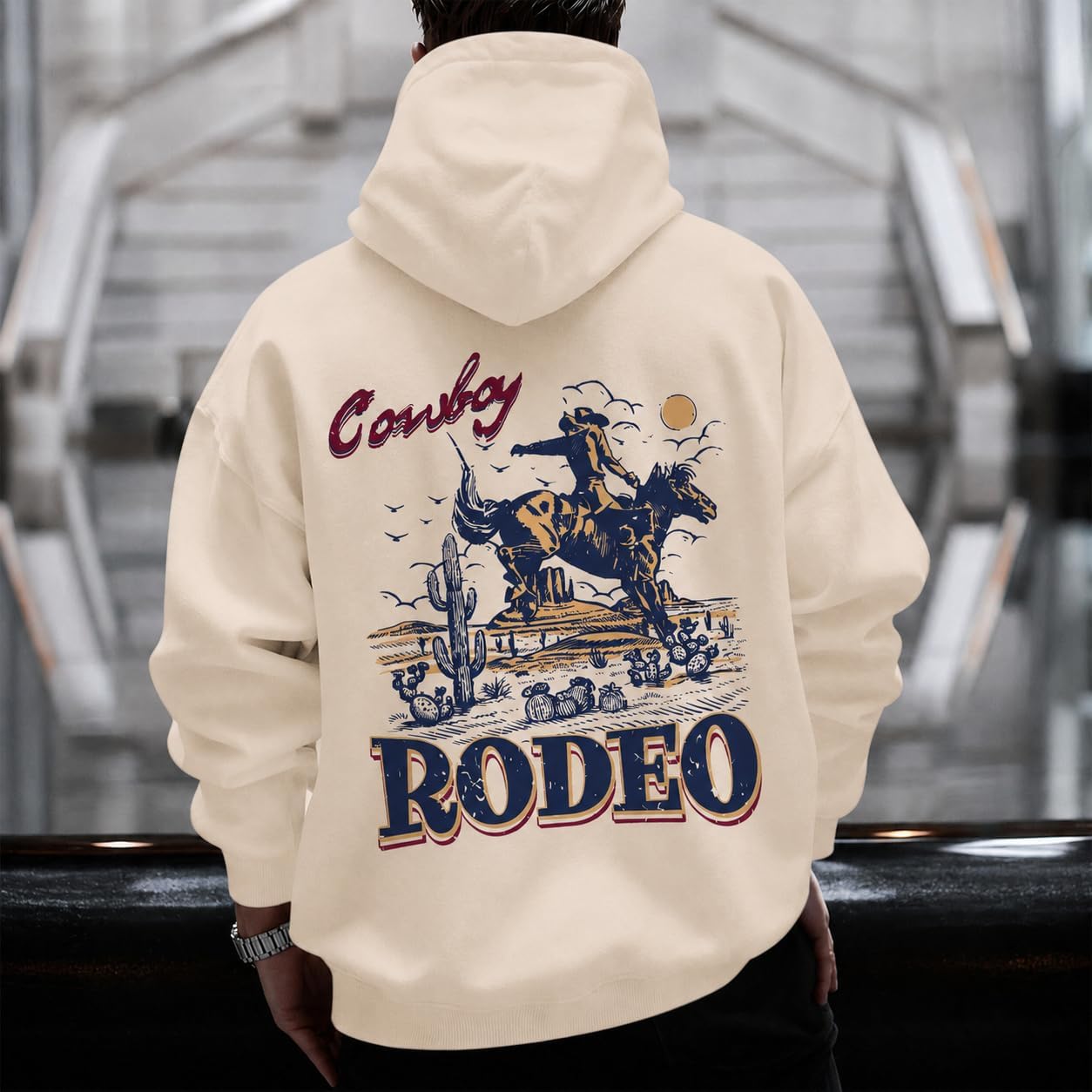 Western Hoodies for Men Vintage Rodeo Cowboy Sweatshirt Graphic Hoodie Country Concert Pullover Tops image 6