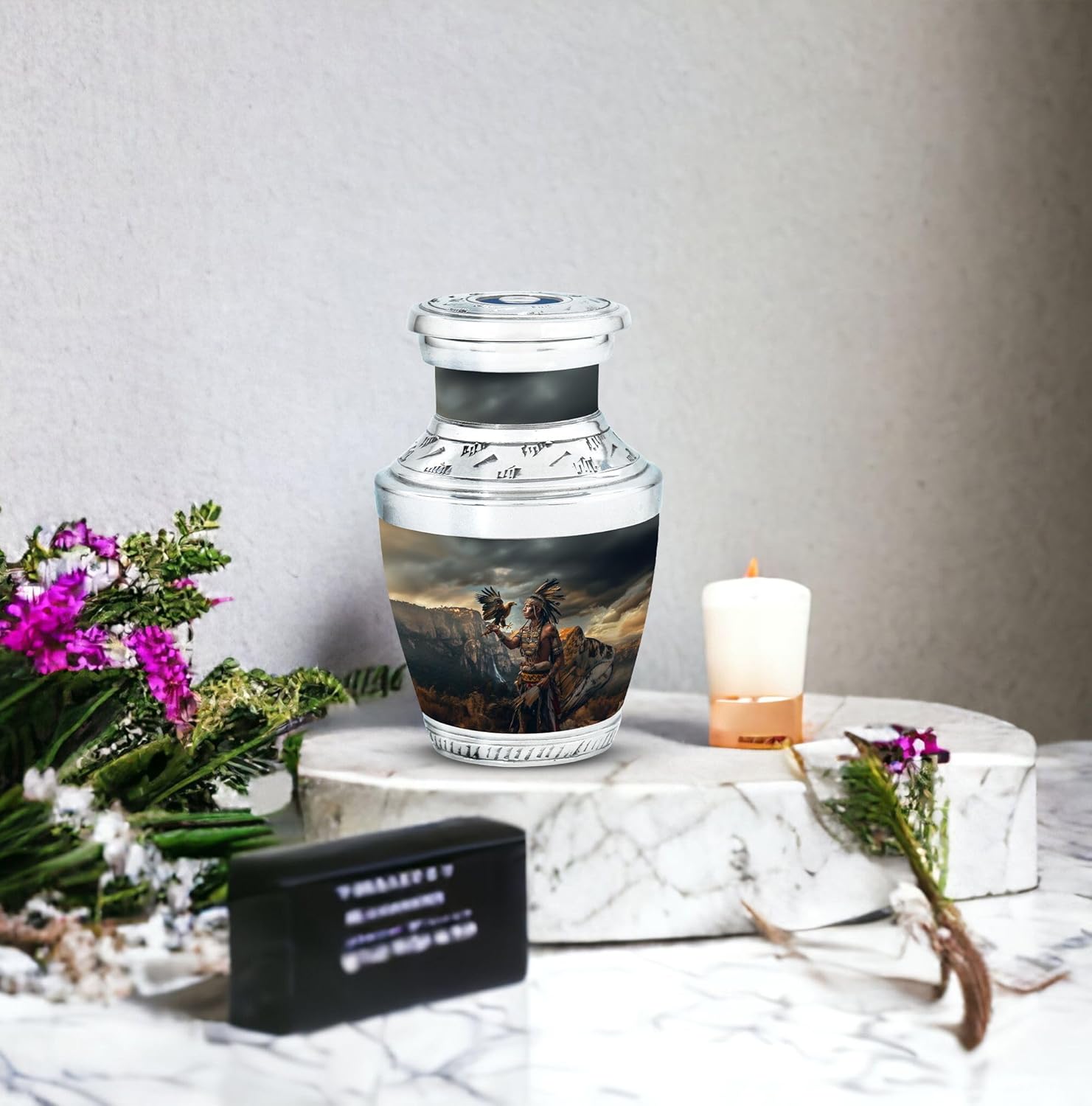 Native American Mini Urns for Human Ashes - Burial and Funeral Urns for Adults (3 inch Pack of 1)