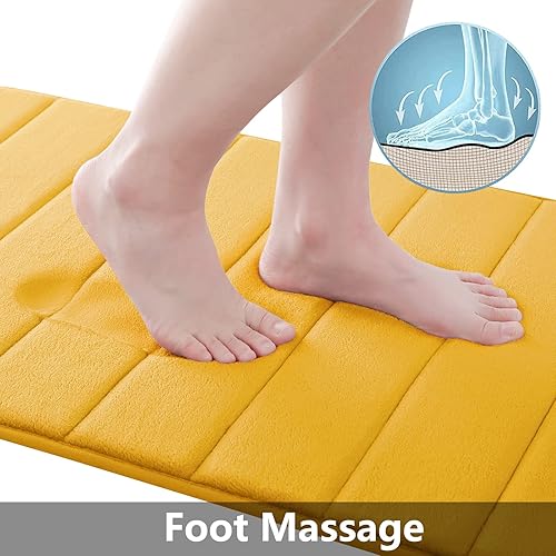 Miniatura 3 de Tapetes de baño de espuma viscoelástica suaves, antideslizantes y absorbentes, con forro trasero de goma, tapete largo para suelo de cocino y baño,