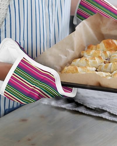 Miniatura 6 de Colorful Stripes 5Pcs Pot Holders for Kitchen,Non Slip &amp; Heat Insulation Terry Cloth Potholder Set with Pocket,Thick Hot Pad Oven Mitts Trivet