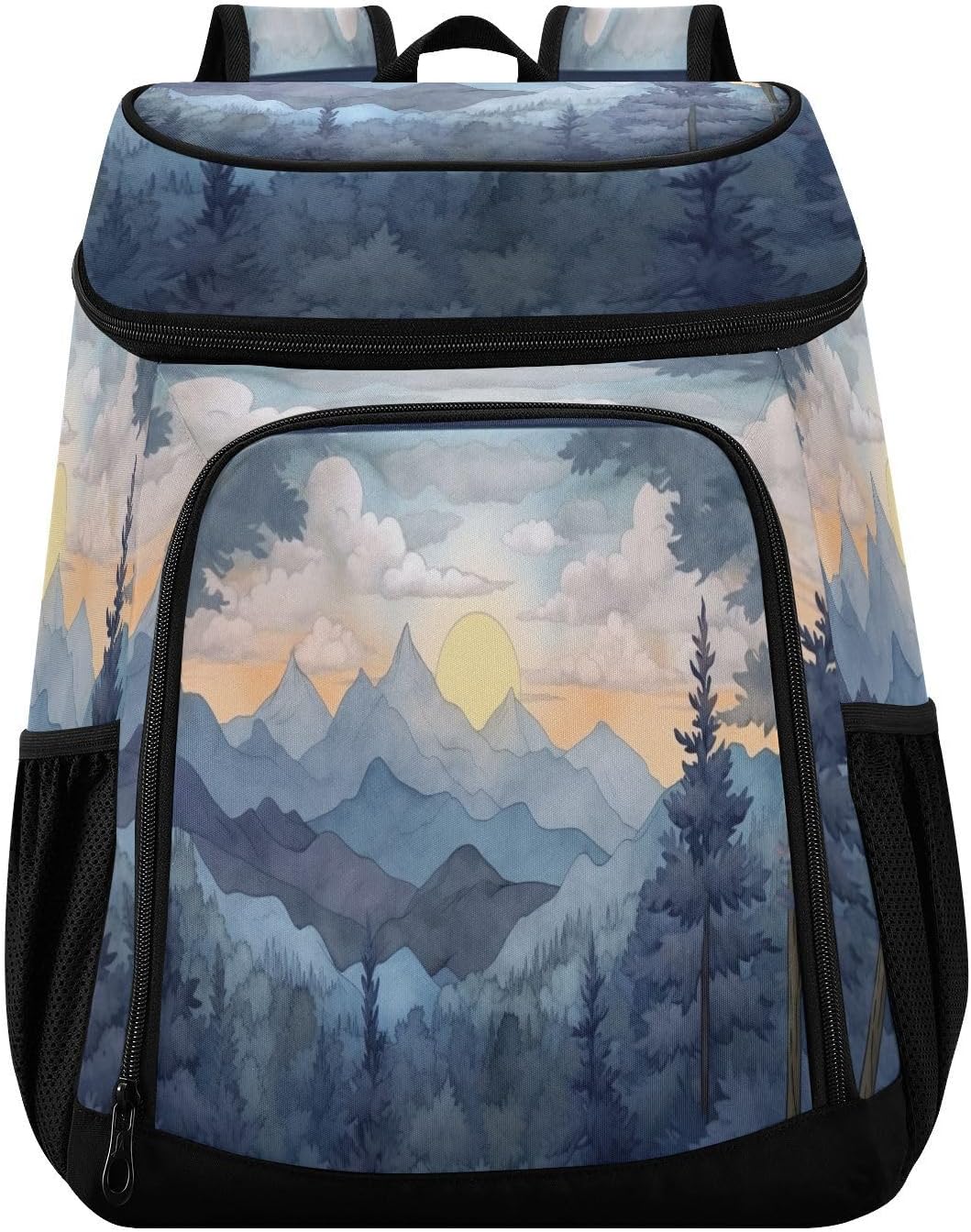 Continuous Mountains and Sun Cooler Backpack 36 Cans Leakproof Waterproof Backpack Cooler Bag Beach Accessories for Women and Men Travel Camping Fishing Backpack