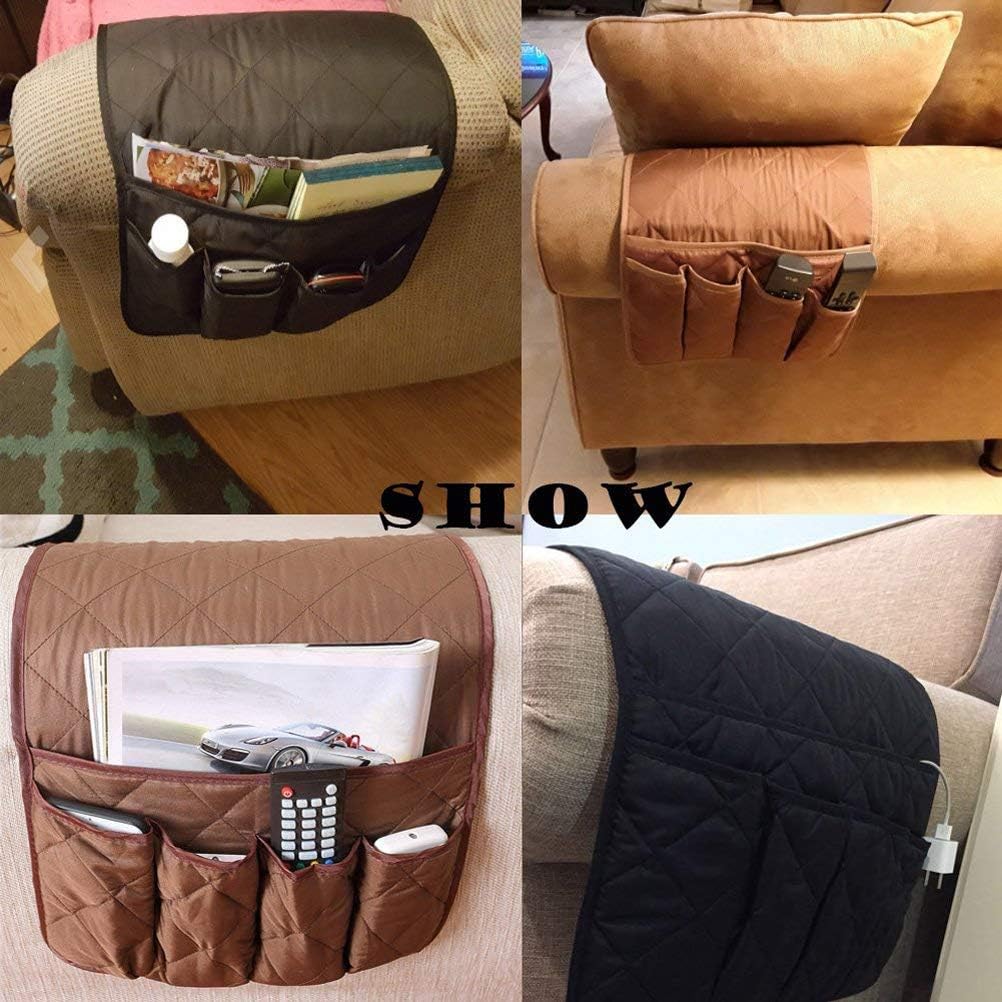Ruibo Waterproof Sofa Couch Chair Armrest Organizer With 5 Pockets,armchair Caddy Fits For Phone, Book, Magazines, Tv Remote Control Holder/Coffee