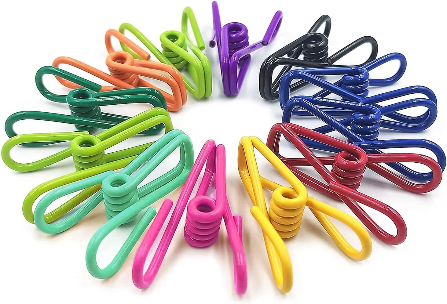 Pack of 32 chip Clips-2 inch PVC Coated Bag Clips for Sealing Food Bags,Holding Papers, Multipurpose Clothes Pins for Laundry, Attractive Multicolor Clothesline Clip for Indoor and Outdoor.