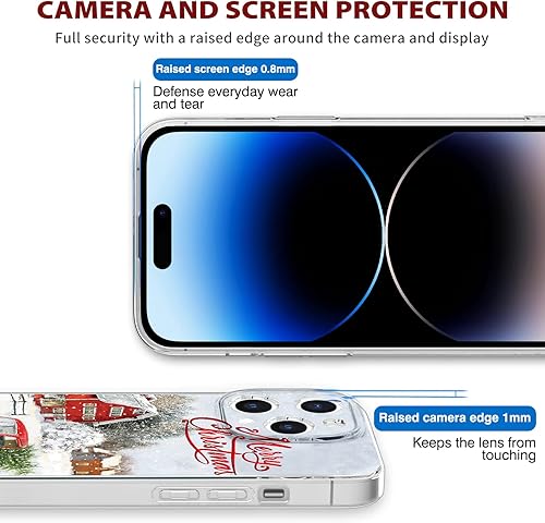 Miniatura 9 de Newseego Funda para iPhone 15 Pro, bonito diseño de coche rojo con texto en inglés "Merry Christmas", para mujeres y niñas, niños, anti-amarillo,