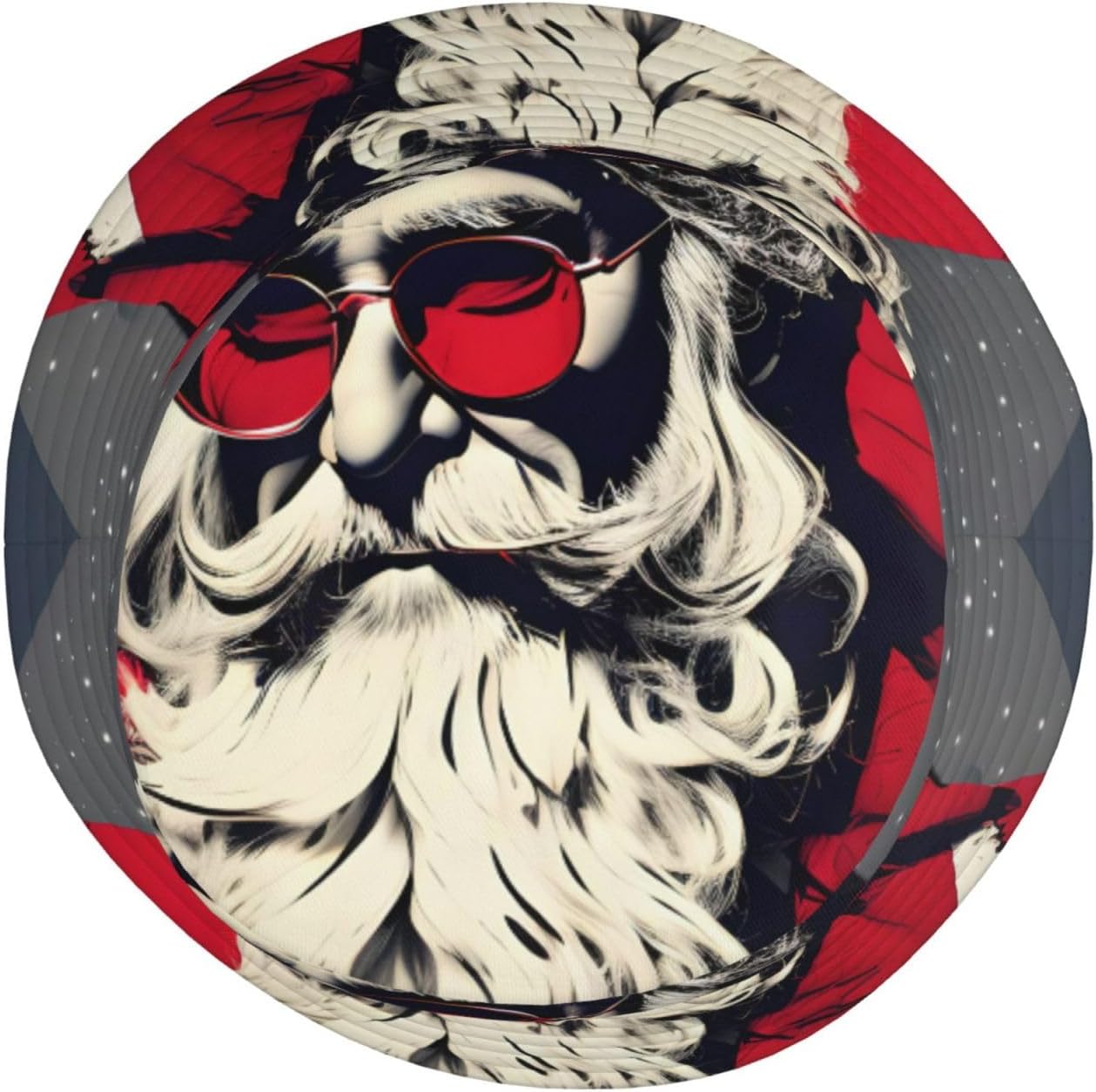 Cute Santa Claus Print Sun Hat Outdoor Fisherman Cap Summer Bucket Hat Beach for Men Women Black