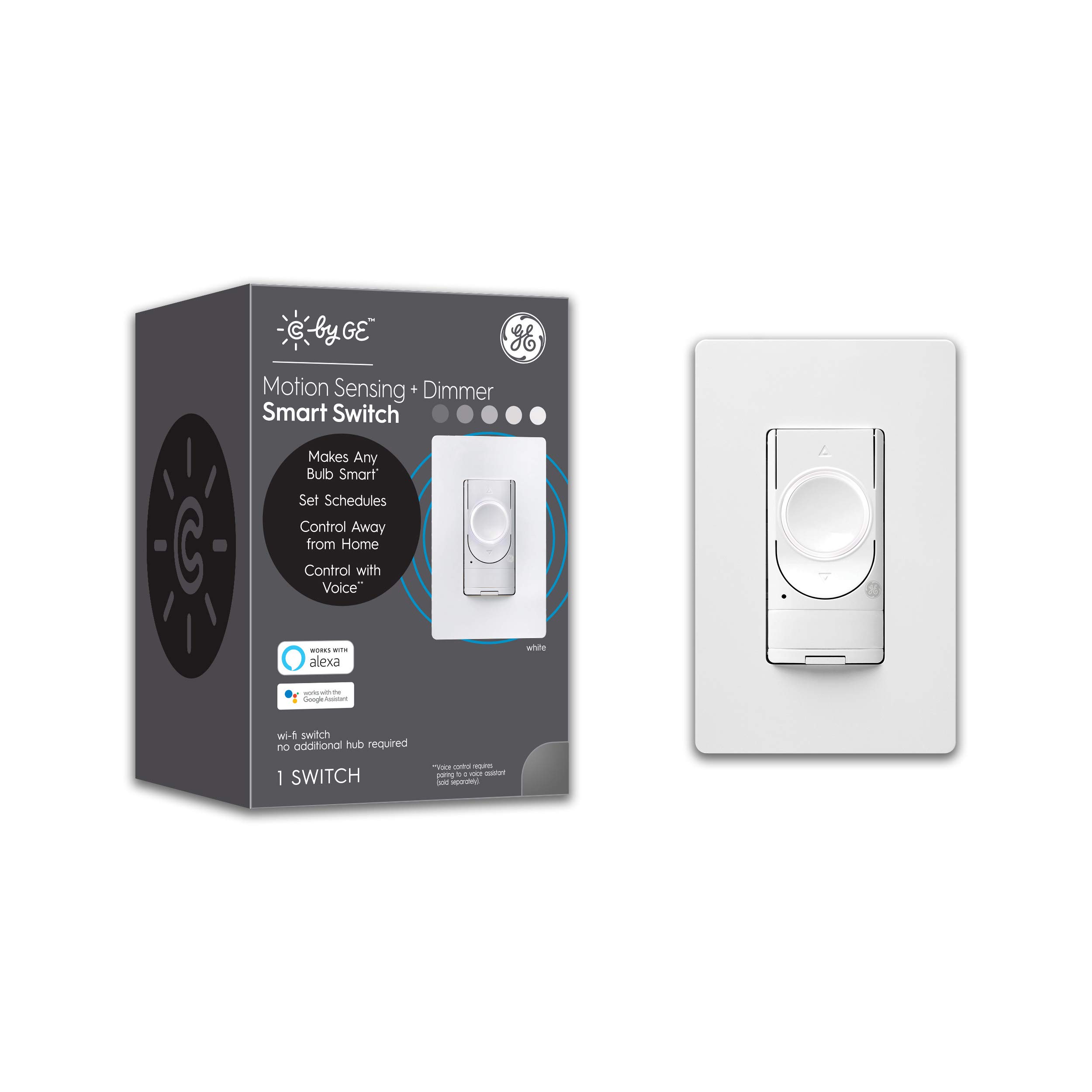 C by GE 4-Wire Smart Motion Sensor Light Switch, Smart Dimmer Switch Works with Google Home + Alexa, Dimmer Switches Without Hub, Bluetooth/WiFi Dimmer Switch, Single-Pole/3-Way Smart Switch, 1-Pack