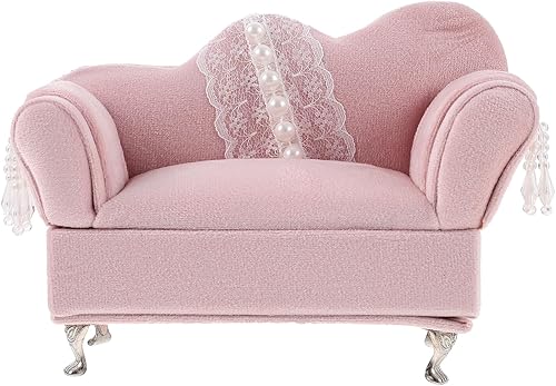 Caja de almacenamiento de joyas, sofá, joyero, armario nórdico, sofá, hermoso joyero, casa de muñecas, muebles, decoración de escritorio para