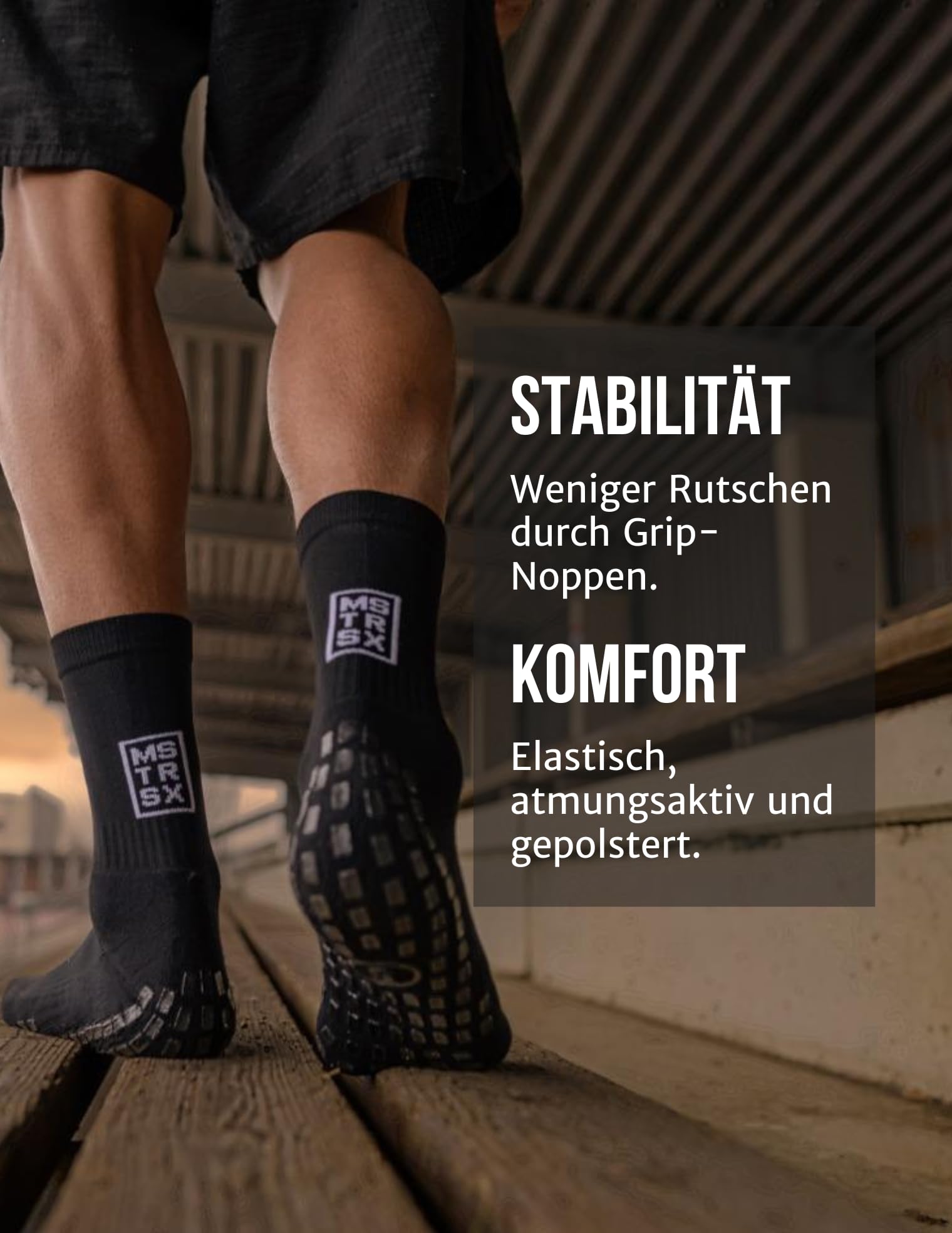 Grip Socken für Sport - Komfortable Stoppersocken - Anti-Rutsch Socken mit maximalem Grip - Extra rutschfeste Socken für Fußball, Yoga & Tennis - 4er Set