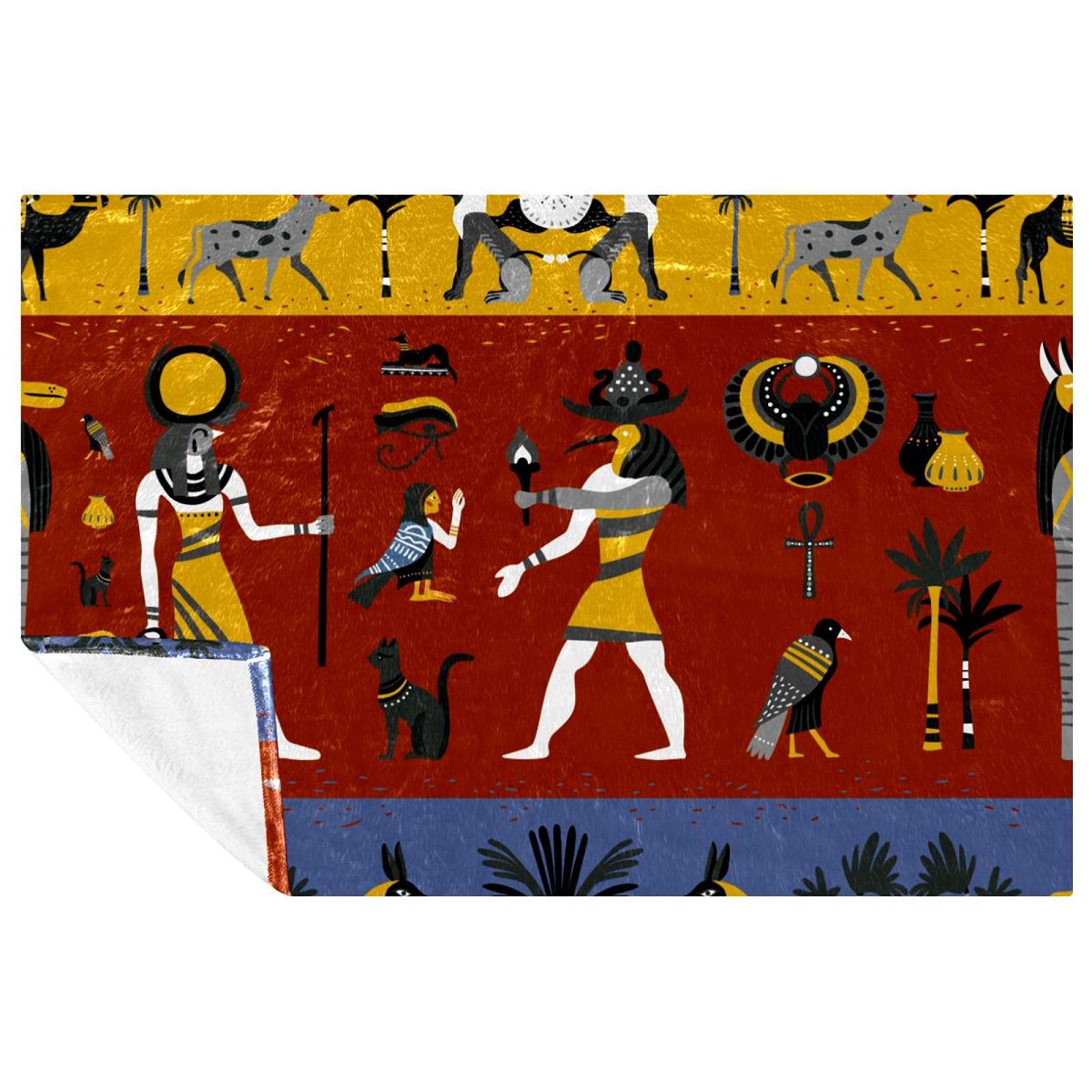 Couverture douce motif égyptien antique chaude pour lit canapé pique-nique plage