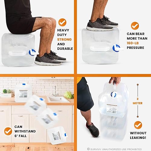 Miniatura 7 de Contenedor de agua plegable con espiga, sin BPA, apto para alimentos, contenedor de almacenamiento de agua para campamento, para senderismo, huracán