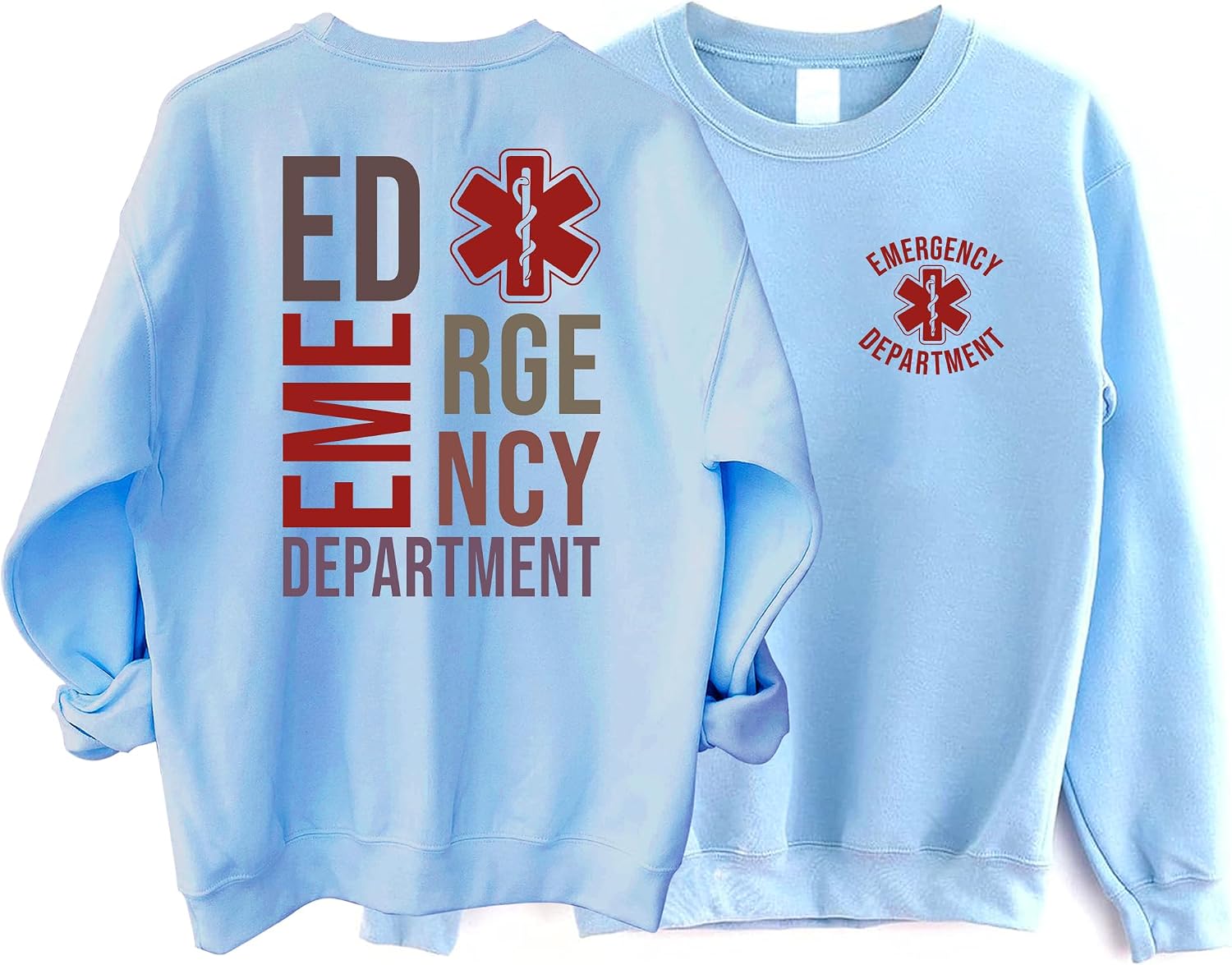 Emergency Department Sweatshirt RN Vintage Sweatshirt, Emergency Department Shirt, ER Sweater, Emergency Room Tech 3XL Light Blue