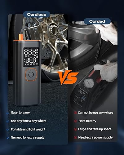 Miniatura 4 de Inflador de neumáticos, compresor de aire portátil, bomba de aire de inflado rápido de 160 PSI para neumáticos de automóvil con medidor de presión