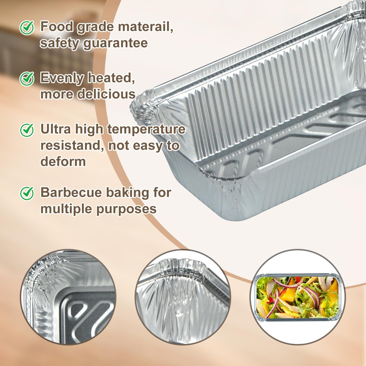 Foil Pans with Lids,50 Pack 8”X4” Disposable Aluminum Pans with Clear Dome Lids,20 Ounce Aluminum Foil Food Containers for Meal Prep Cooking Roasting Heating Baking (50, 20 OZ)
