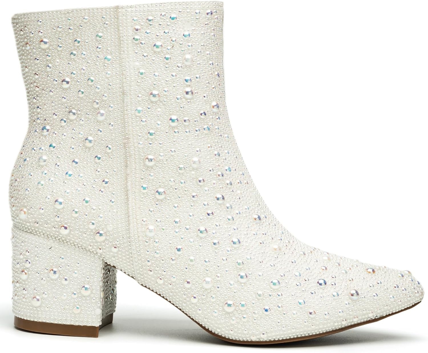 YAYONE Rhinestone Zipper Sparkly Ankle Boots - Glitter Pointed Toe Fashion Comfortable Shoes, Pull on Chunky Heel Western Boots - Image 5