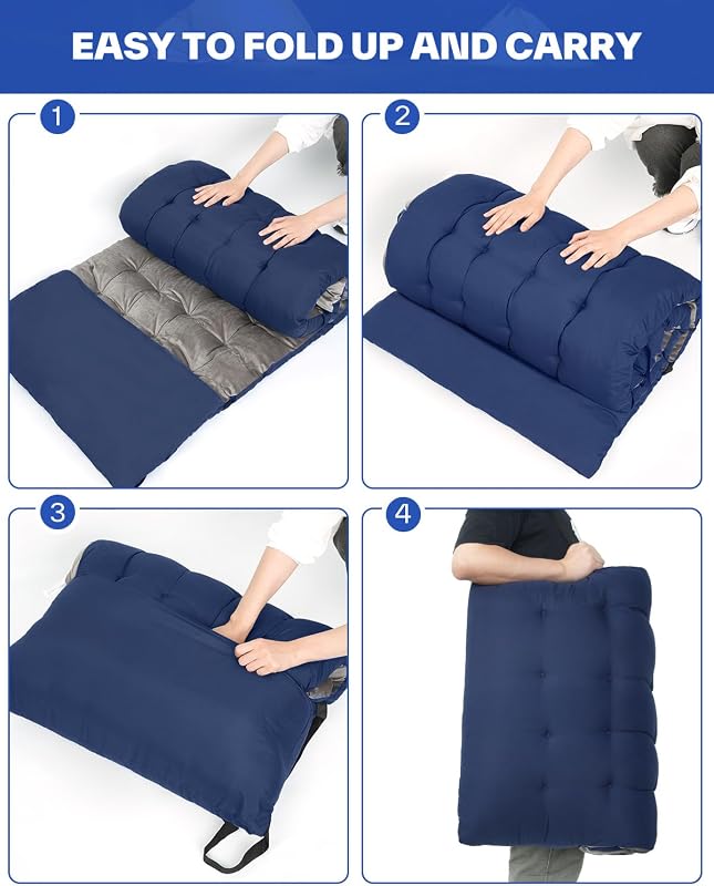 Saltea de camping impermeabilă Sportneer albastră, izopren pliabil pentru sac de dormit, saltea de dormit pentru agrement de 5,4 livre
