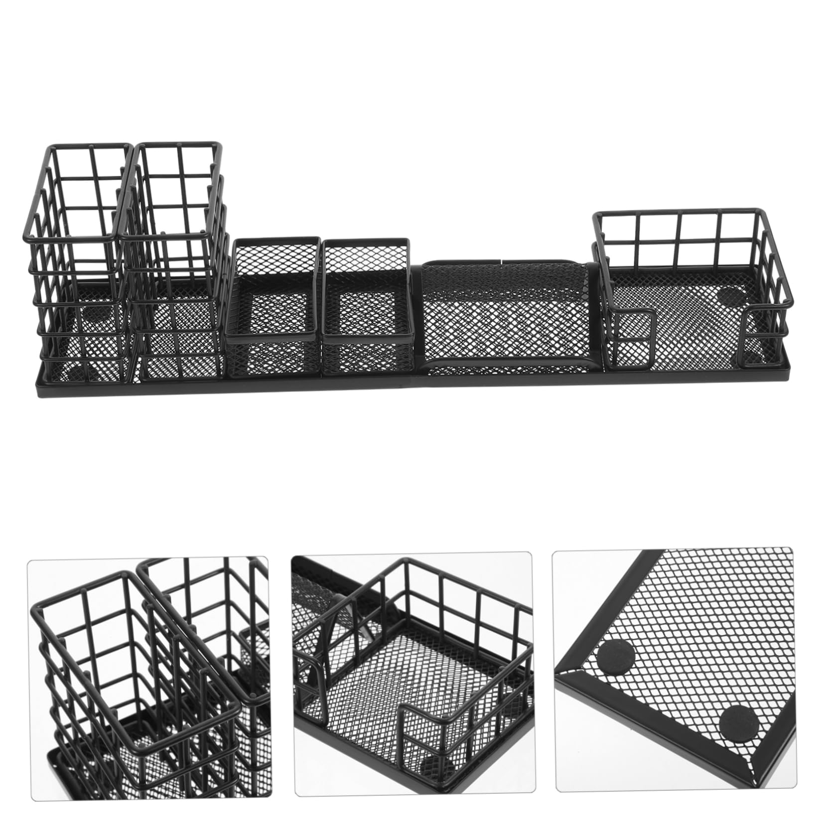 Set Di 7 Organizer Da Scrivania in Metallo Nero Per Cancelleria E Ufficio Con Organizer Da Scrivania Multi-griglia Per Trucchi