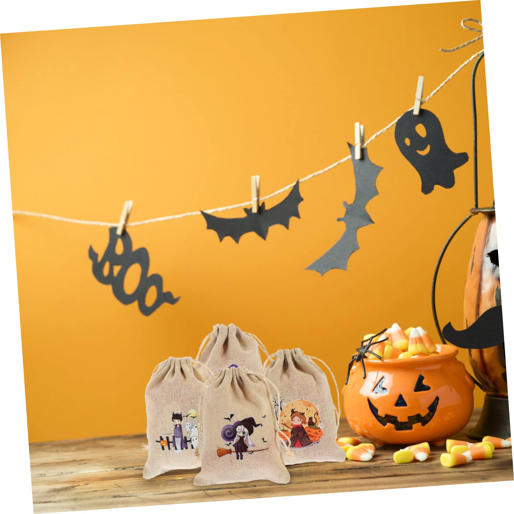ULTECHNOVO 160stücke Halloween Geschenktüten Aus Baumwolle Stabile Zugbeutel Sammeltaschen Für Süßigkeiten Und Deko Für Halloween-feiern Und Ganzjährig Nutzbar