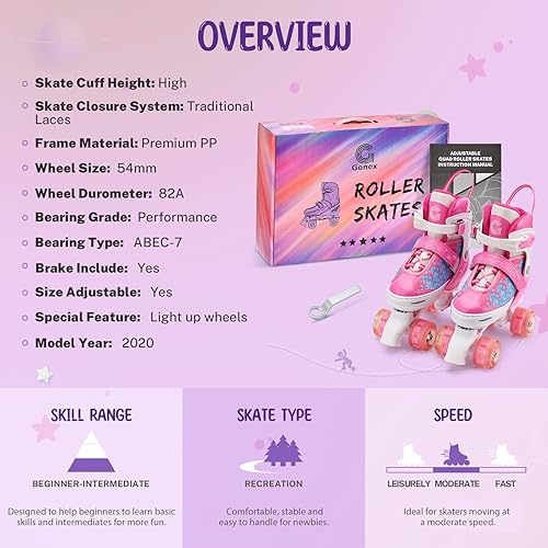 Miniatura 5 de Gonex Patines para niñas, niños y mujeres, con ruedas iluminadas, patines ajustables para principiantes y jóvenes, regalo para interiores y