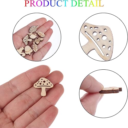 Miniatura 5 de 300 piezas de adornos de madera, forma de ardilla de hongo recortes de madera, álbumes de recortes de madera, manualidades hechas a mano, grafiti,