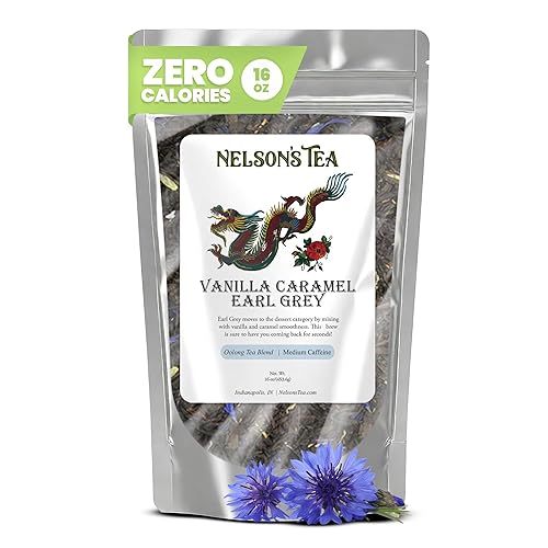Vista 27 de Nelson's Tea - Té Earl Grey Hoja suelta - Té negro de frambuesa Earl Grey con frambuesas secas - Hoja suelta Earl Grey con pétalos de aciano