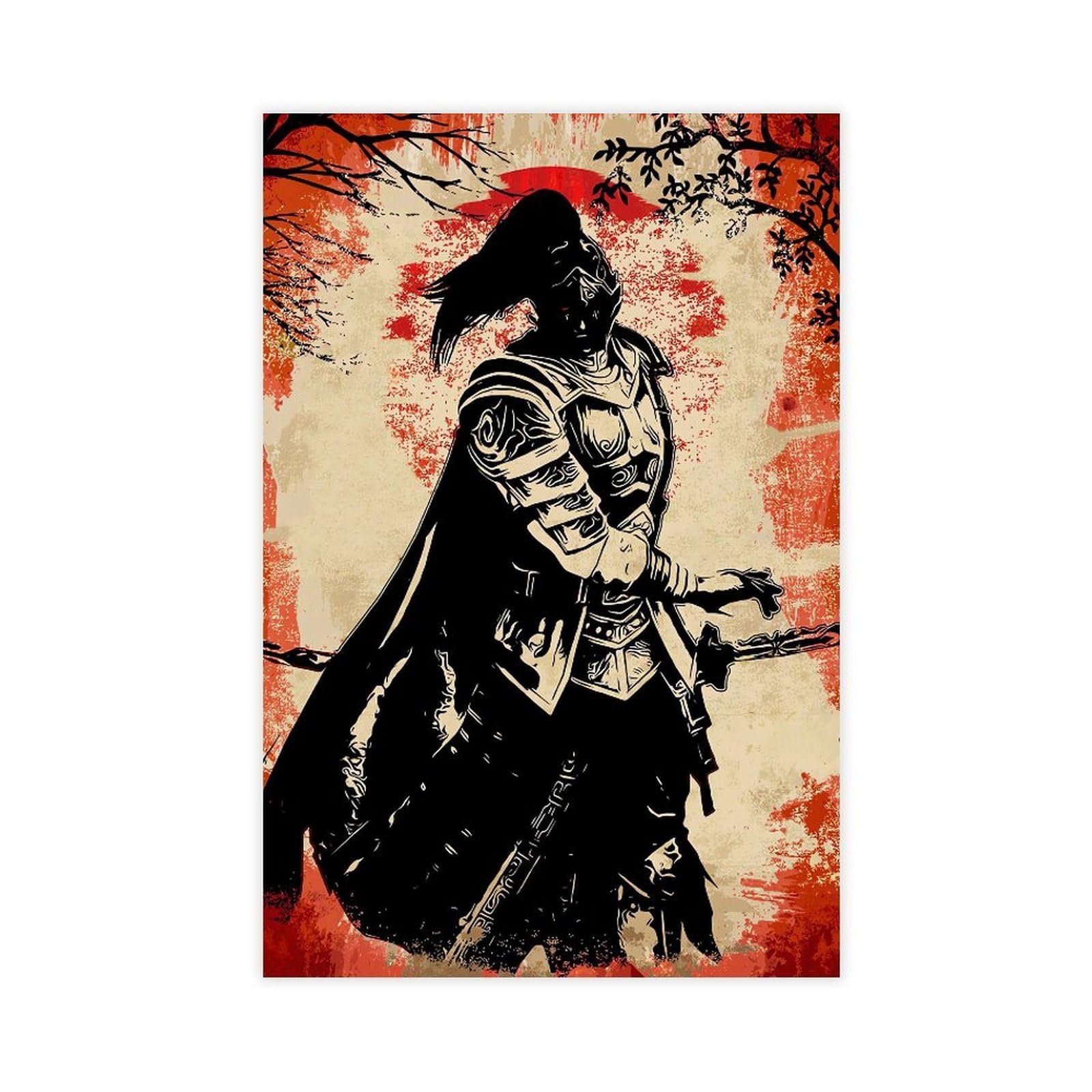 Qnvjqkdsi Unframe Japanese Samurai Art (10) Canvas Poster Bedroom Decor Landscape Office Room Decor Gift 24" L X 36" W