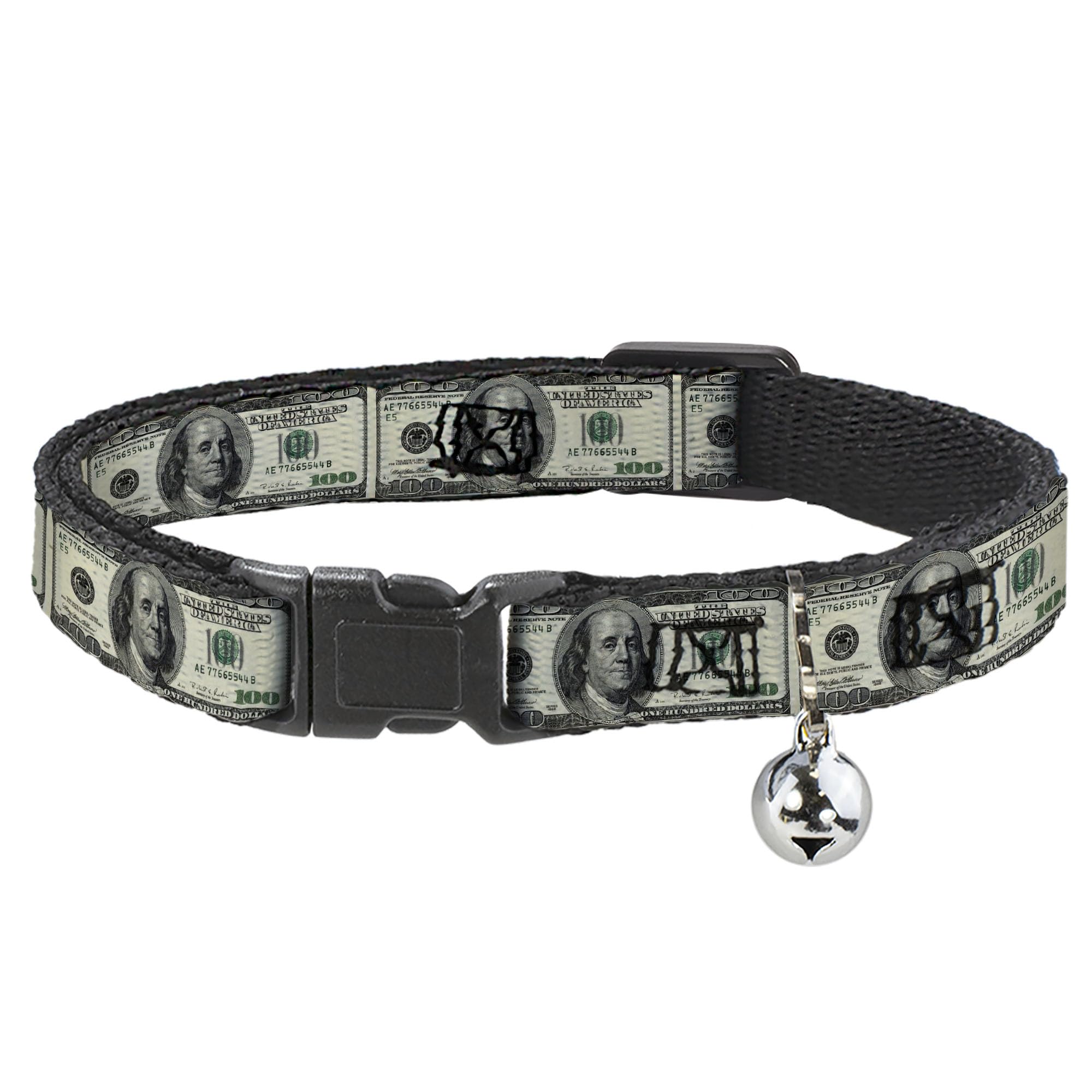 Collar de gato breakaway con diseño de billetes de dólar ajustable de 20 a 30 cm