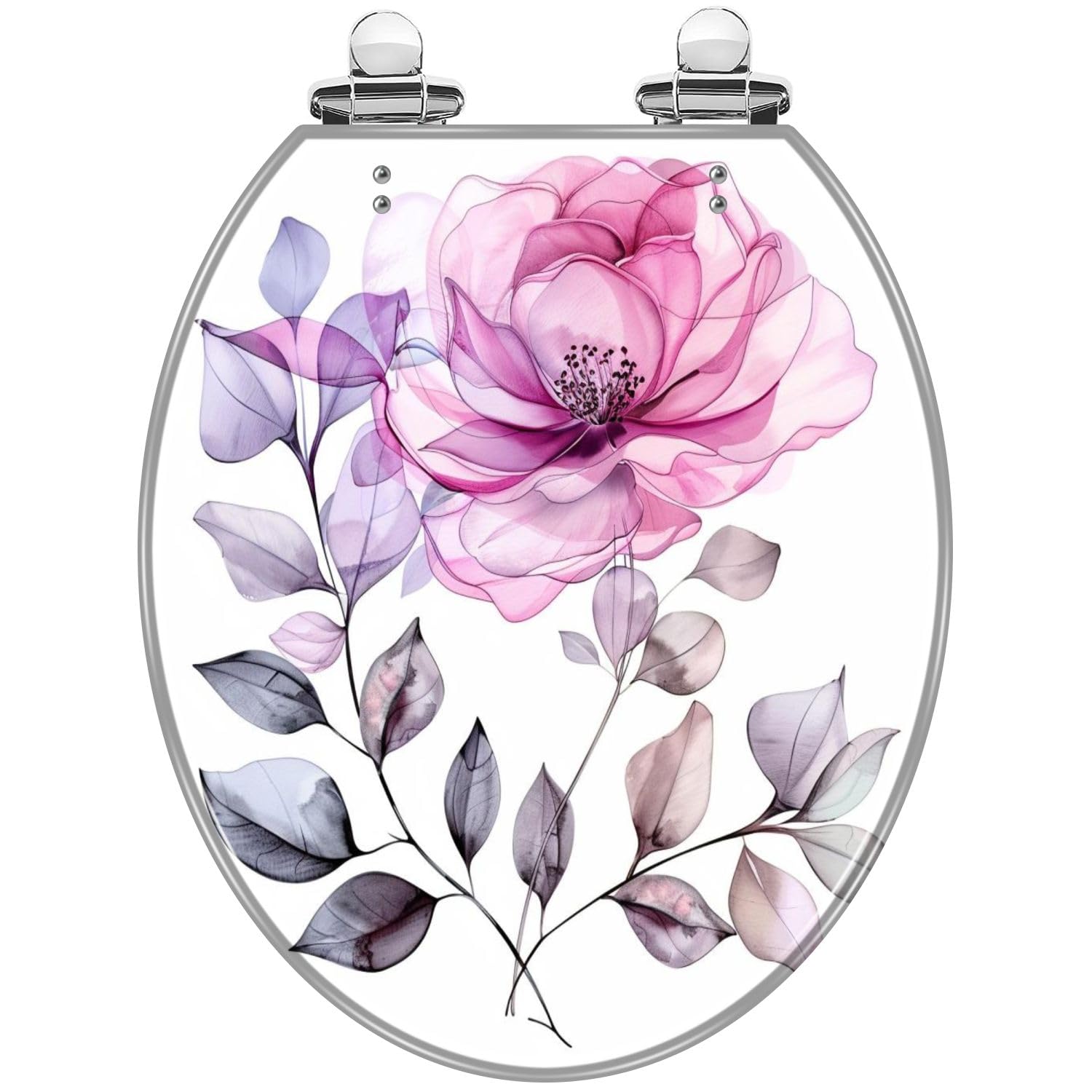 Asiento para inodoro decorativo floral para baños rústicos con tapa de rosas redonda