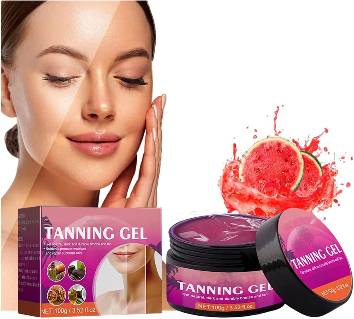 Extreme Dark Intensive Tanning Luxe Gel,Extreme Dark Intensive Tanning, Sunbed Tanning Accelerator,Peachapple Tanning Gel,Tanning Cream Tanning Accelerator Cream,Achieve a Natural Tan (Watermelon)