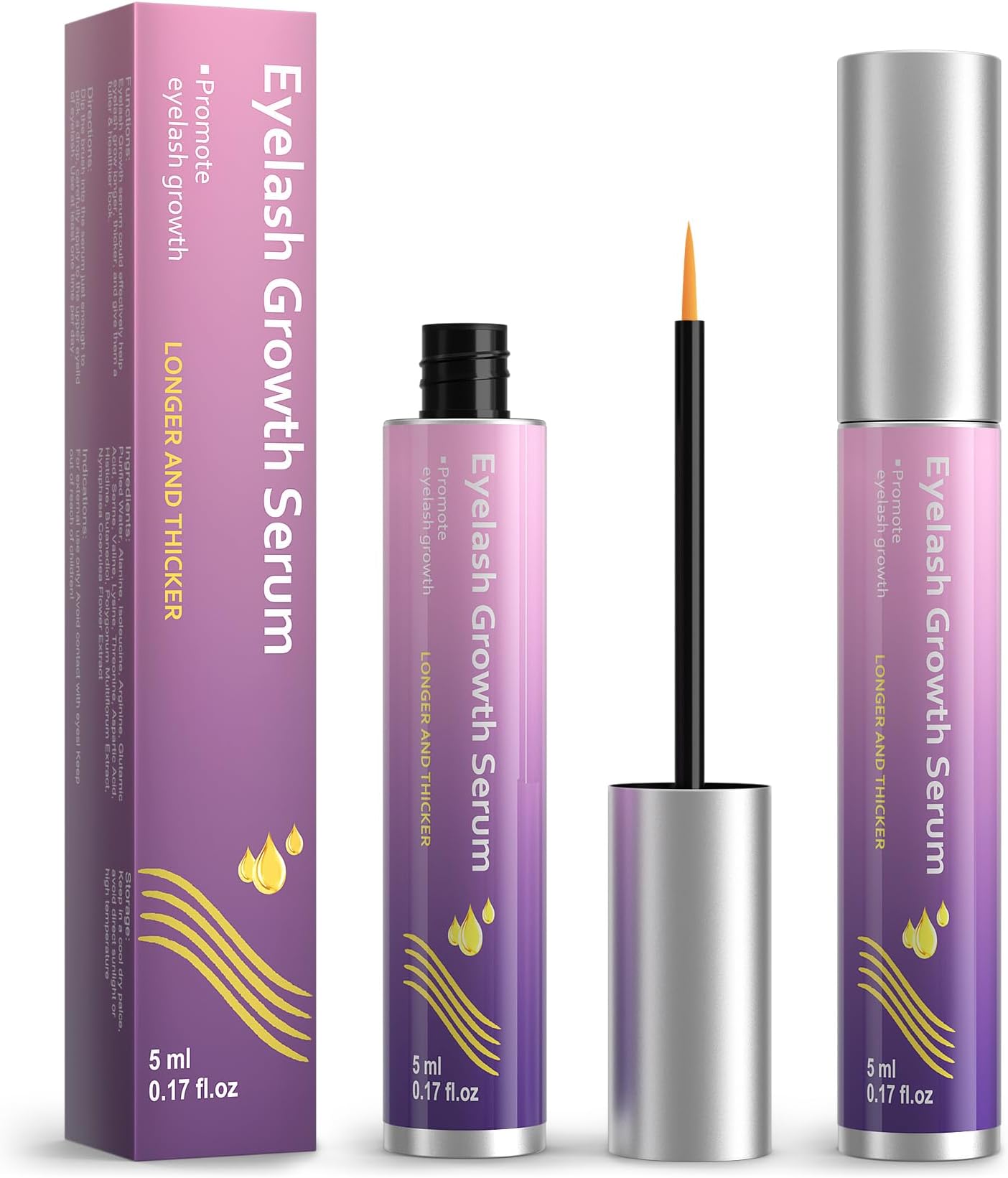 Lash Serum: Eyelash Growth Serum Gentle Natural Vegan Enhancing Treatment Nourishing Conditioning Formula for Longer Thicker Fuller Natural Lashes -5ml