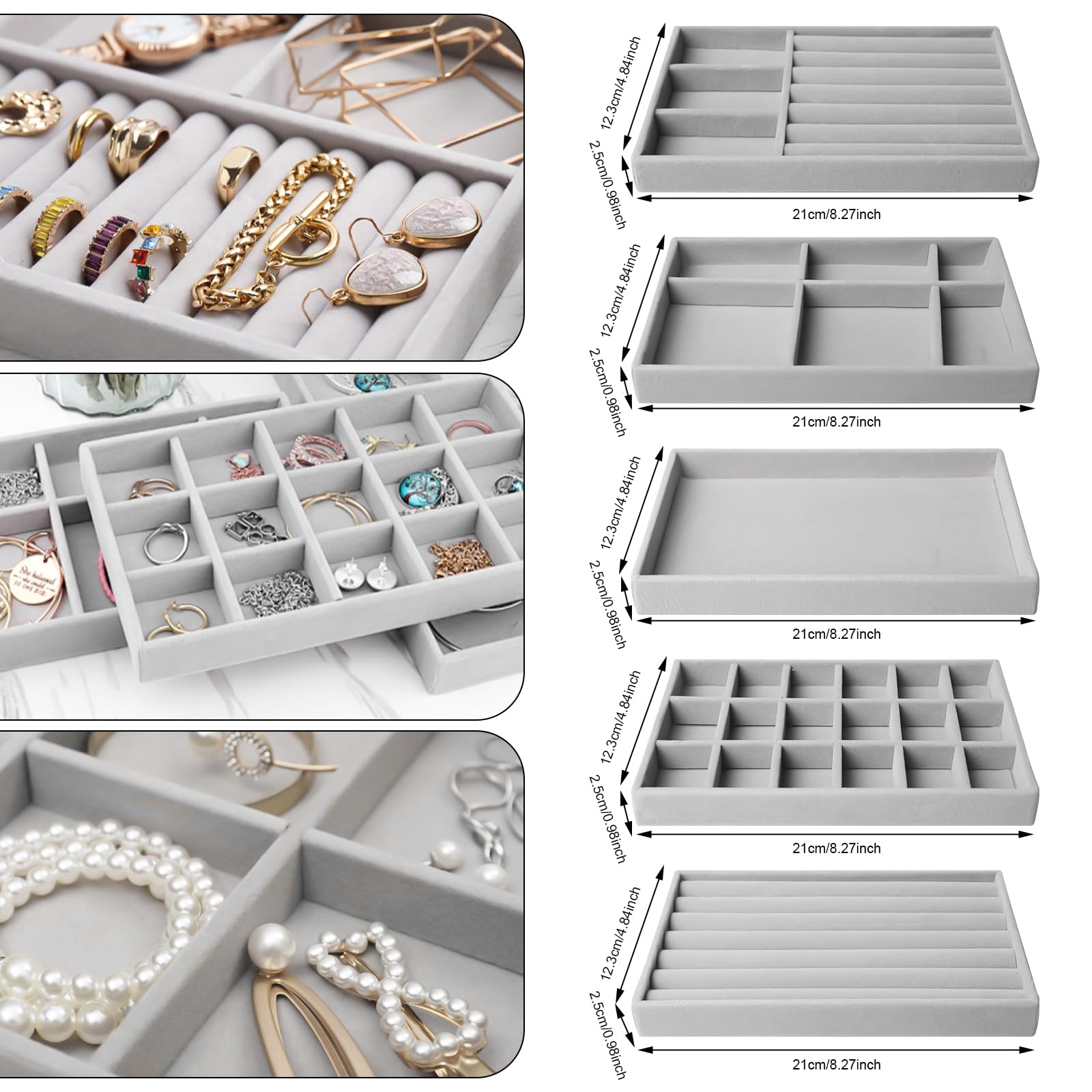 Plateau à bijoux empilable : 10 pièces organisateur de bijoux, tiroir de rangement pour bijoux, plateau à bijoux pour ranger et présenter, organisateur de bijoux pour colliers, bracelets, boucles