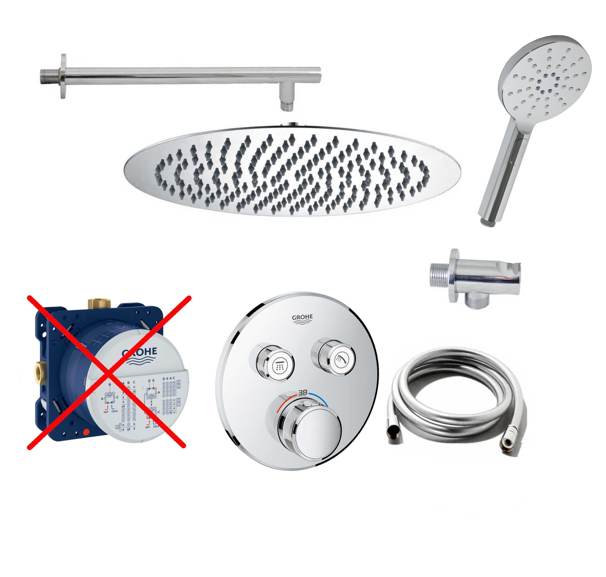 vanvilla Duschsystem Unterputz mit Duscharmatur Grohe poliert G06-ob