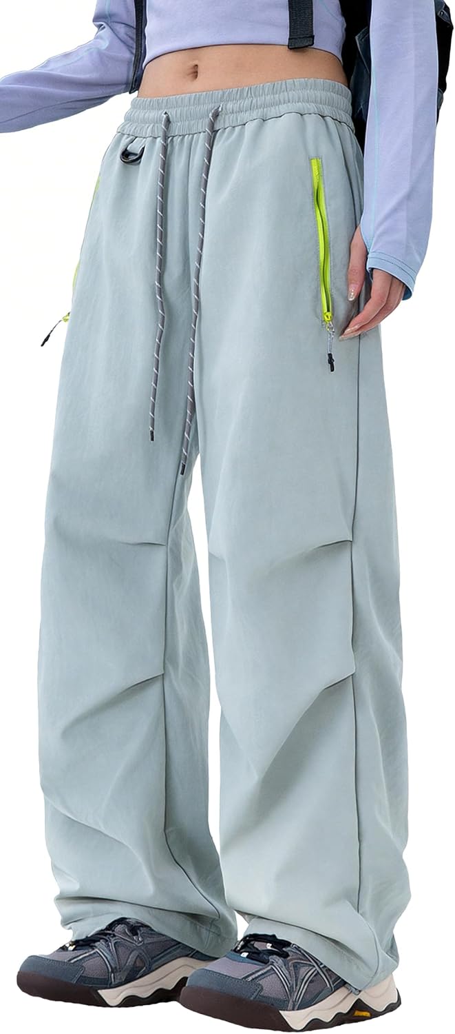 FEOYA Hiking Pants Women Wide Leg Parachute Bottoms | Foot Drawstrings,Windproof,Outdoor Camping Travel